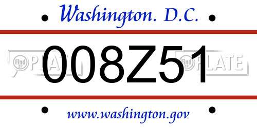 008Z51 District Of Columbia License Plate
