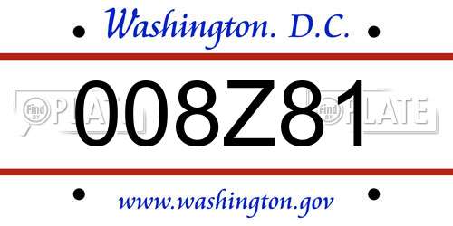 008Z81 District Of Columbia License Plate