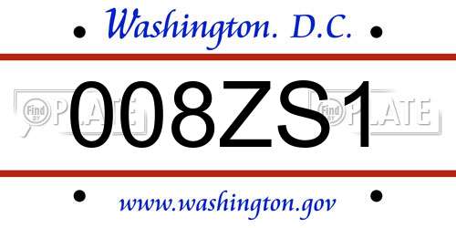 008ZS1 District Of Columbia License Plate