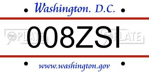 008ZSI District Of Columbia License Plate