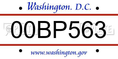 00BP563 District Of Columbia License Plate