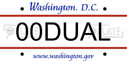 00DUAL District Of Columbia License Plate