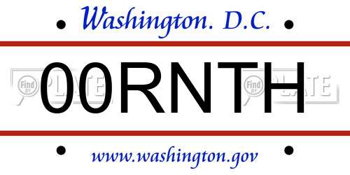 00RNTH District Of Columbia License Plate