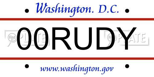 00RUDY District Of Columbia License Plate