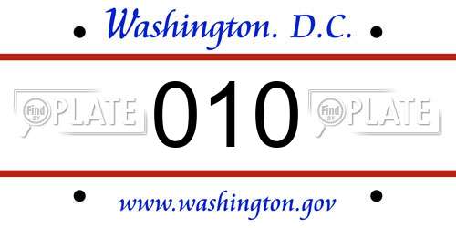 010 District Of Columbia License Plate