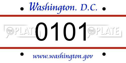 0101 District Of Columbia License Plate