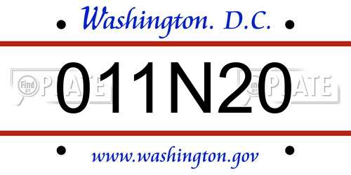 011N20 District Of Columbia License Plate