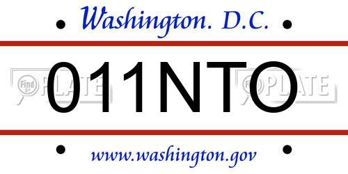 011NTO District Of Columbia License Plate