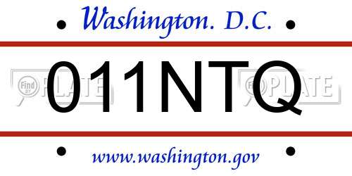 011NTQ District Of Columbia License Plate