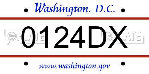 0124DX District Of Columbia License Plate