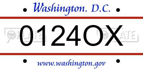 0124OX District Of Columbia License Plate