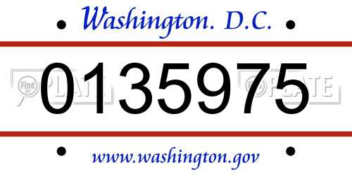 0135975 District Of Columbia License Plate