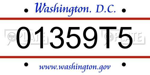 01359T5 District Of Columbia License Plate