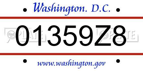 01359Z8 District Of Columbia License Plate