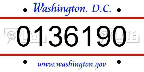0136190 District Of Columbia License Plate