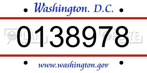 0138978 District Of Columbia License Plate