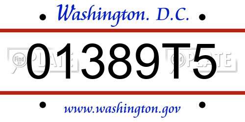 01389T5 District Of Columbia License Plate