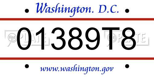 01389T8 District Of Columbia License Plate