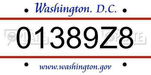 01389Z8 District Of Columbia License Plate