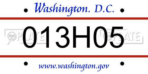 013H05 District Of Columbia License Plate