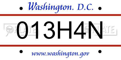 013H4N District Of Columbia License Plate