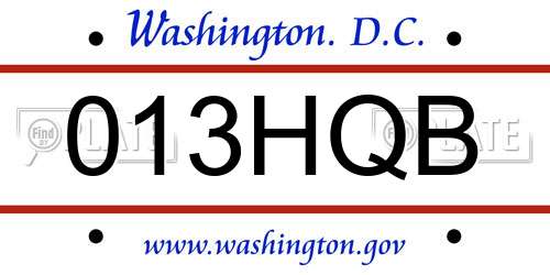 013HQB District Of Columbia License Plate
