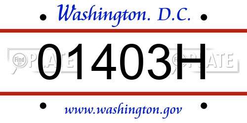 01403H District Of Columbia License Plate