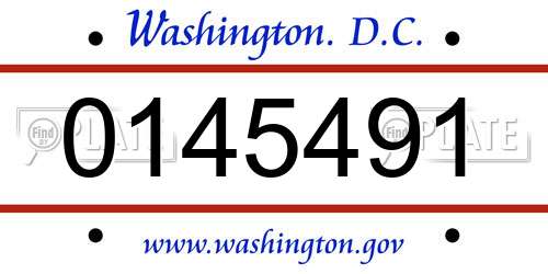 0145491 District Of Columbia License Plate