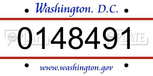 0148491 District Of Columbia License Plate
