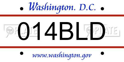 014BLD District Of Columbia License Plate