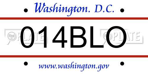 014BLO District Of Columbia License Plate