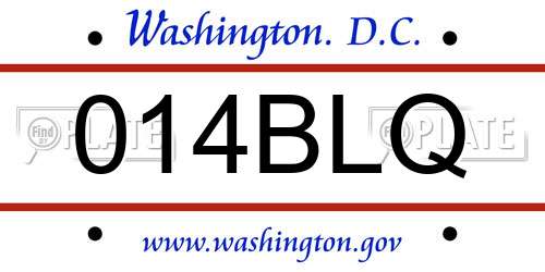 014BLQ District Of Columbia License Plate