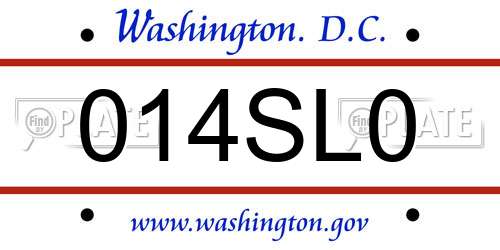 014SL0 District Of Columbia License Plate