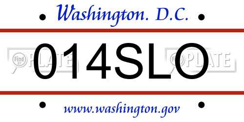014SLO District Of Columbia License Plate