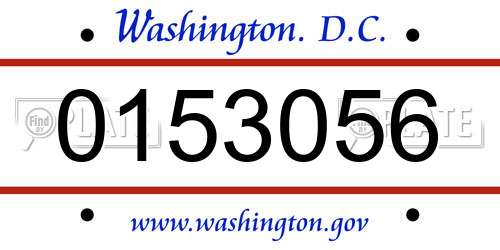 0153056 District Of Columbia License Plate