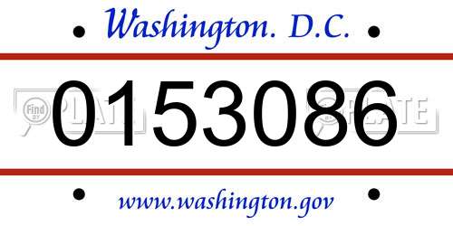 0153086 District Of Columbia License Plate