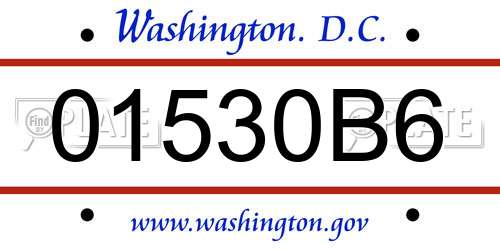 01530B6 District Of Columbia License Plate