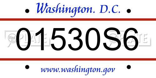 01530S6 District Of Columbia License Plate
