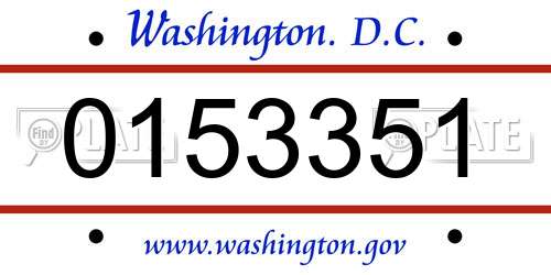 0153351 District Of Columbia License Plate