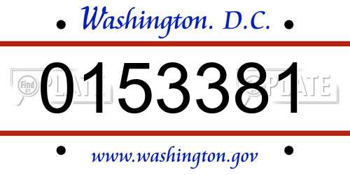 0153381 District Of Columbia License Plate