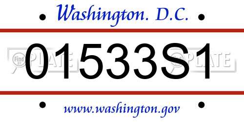 01533S1 District Of Columbia License Plate