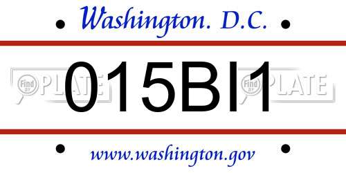 015BI1 District Of Columbia License Plate