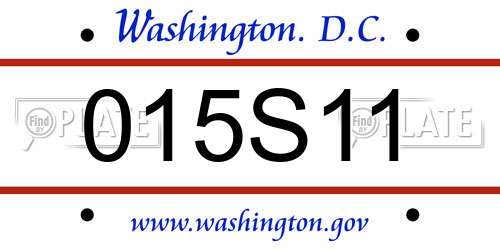 015S11 District Of Columbia License Plate