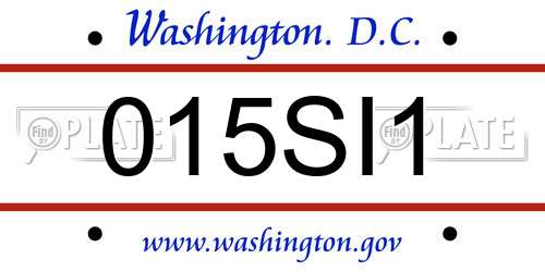 015SI1 District Of Columbia License Plate