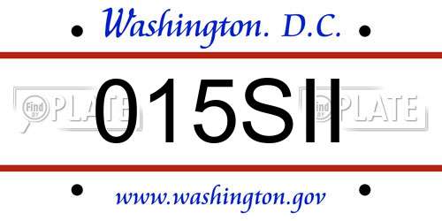 015SII District Of Columbia License Plate