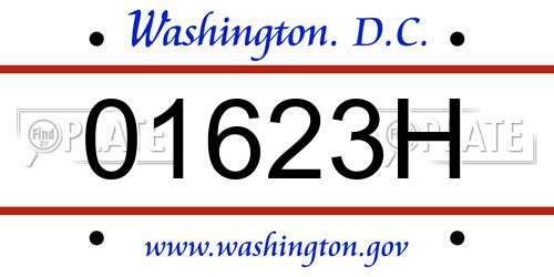 01623H District Of Columbia License Plate
