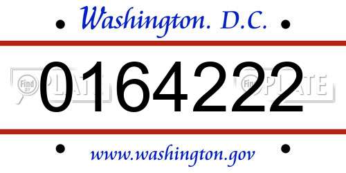 0164222 District Of Columbia License Plate