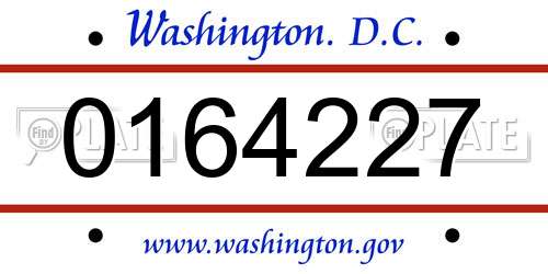 0164227 District Of Columbia License Plate