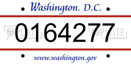 0164277 District Of Columbia License Plate