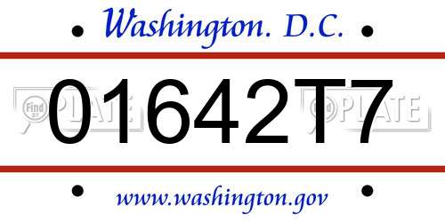 01642T7 District Of Columbia License Plate